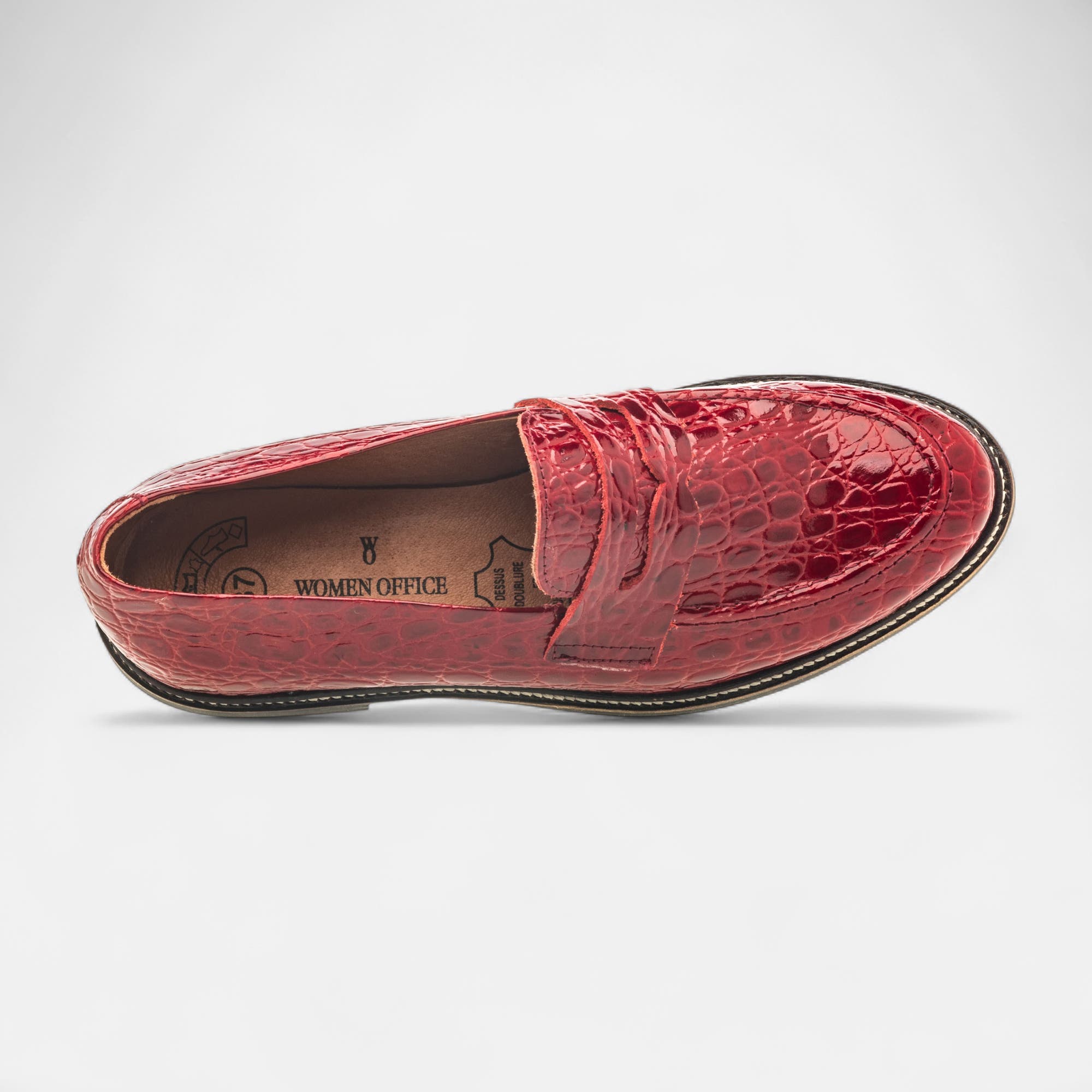 Mocassins Femme en cuir rouge