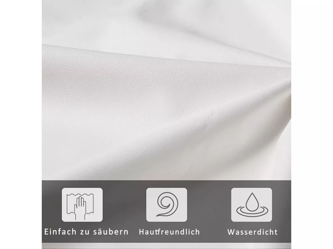 Lit coffre 140x200 cm avec tête de lit carré, éclairage LED et coffre de lit, relevage hydraulique, sommier à lattes, lit adulte style contemporain, simili cuir - Blanc