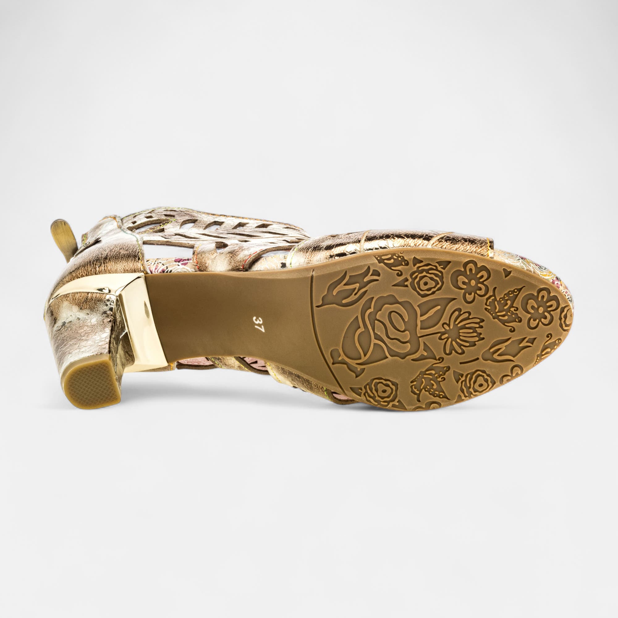 Nu-pieds à talon Femme en cuir bronze