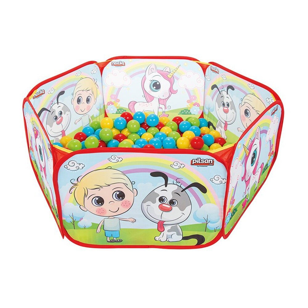 Pilsan Bällebad, Ballpool 06413 mit 200 Bällen 6 cm Durchmesser, Schutzrand