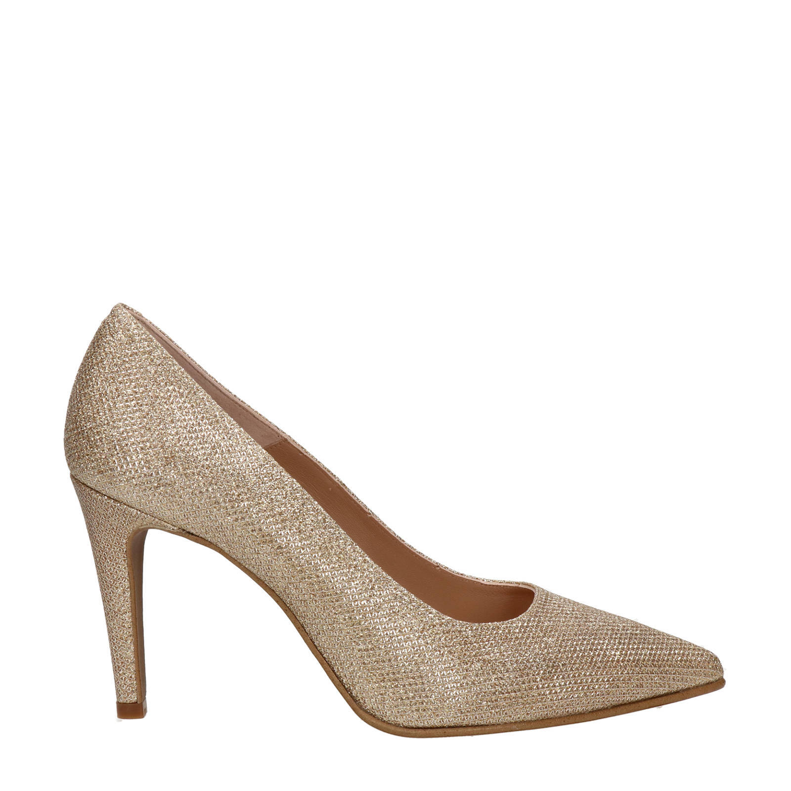 Nelson leren pumps met glitters goud