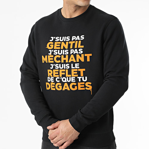 Sweat Crewneck Gentil Méchant Noir Orange