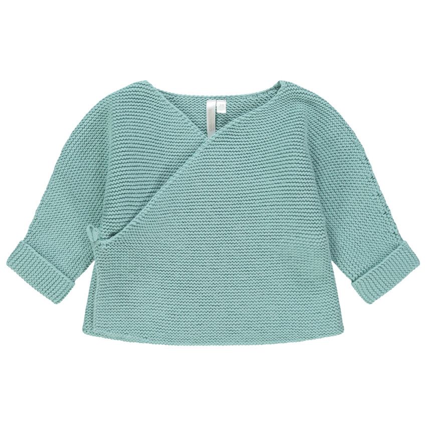 Gilet en tricot uni coton bio pour bébé garçon - Vert