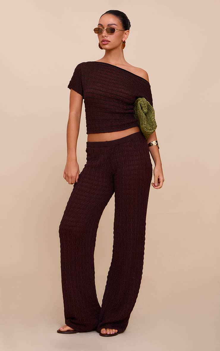 Chocolat Pantalon En Maille Texturée