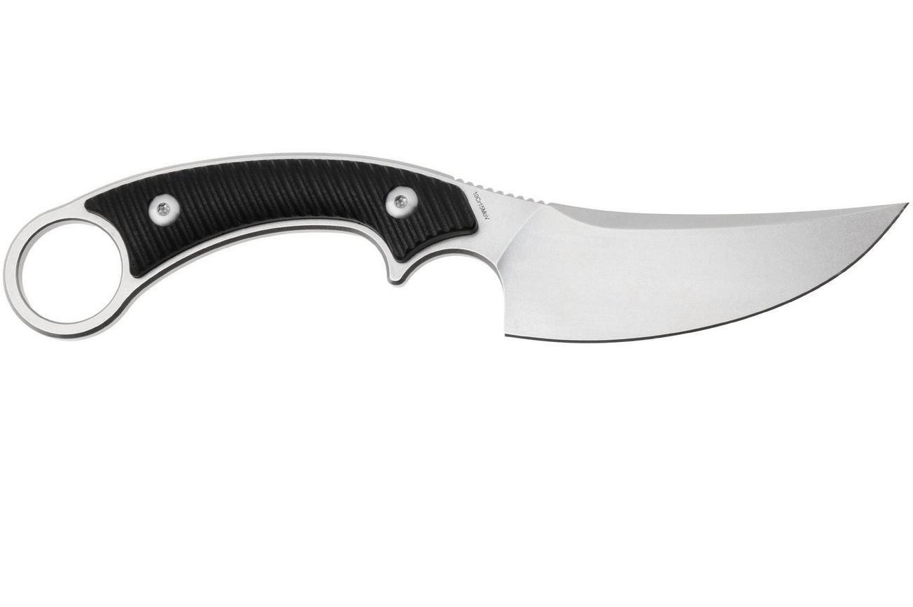 QSP Knife Viper QS166-A1 Stonewashed 10Cr15MoV, Black G10, vaststaand mes