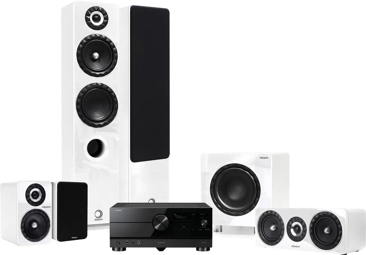 Yammaha Aventage RX-A4A   Pack home-cinéma Elipson Prestige Facet 14F System 5.1 Blanc Chaînes Grand Spectacle