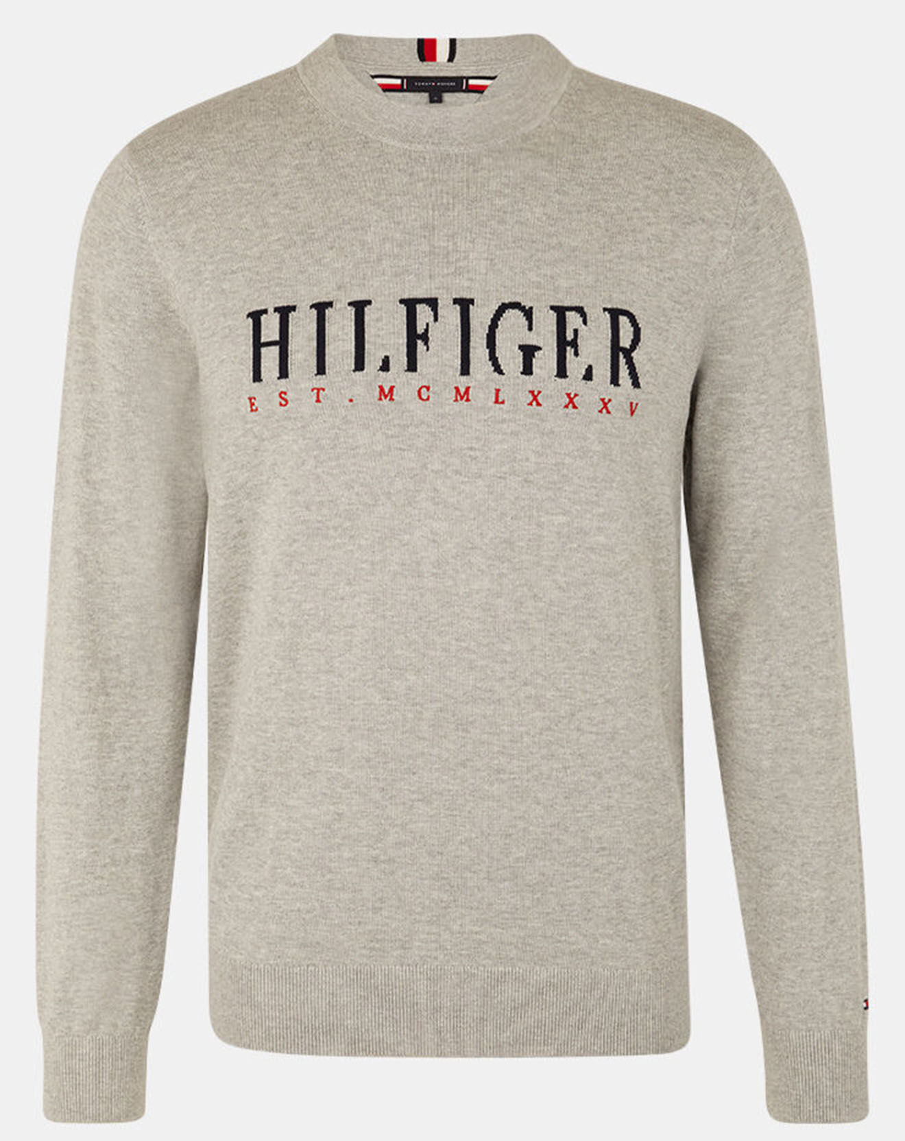 Tommy Hilfiger Pull Hilfiger Graphic col rond gris clair