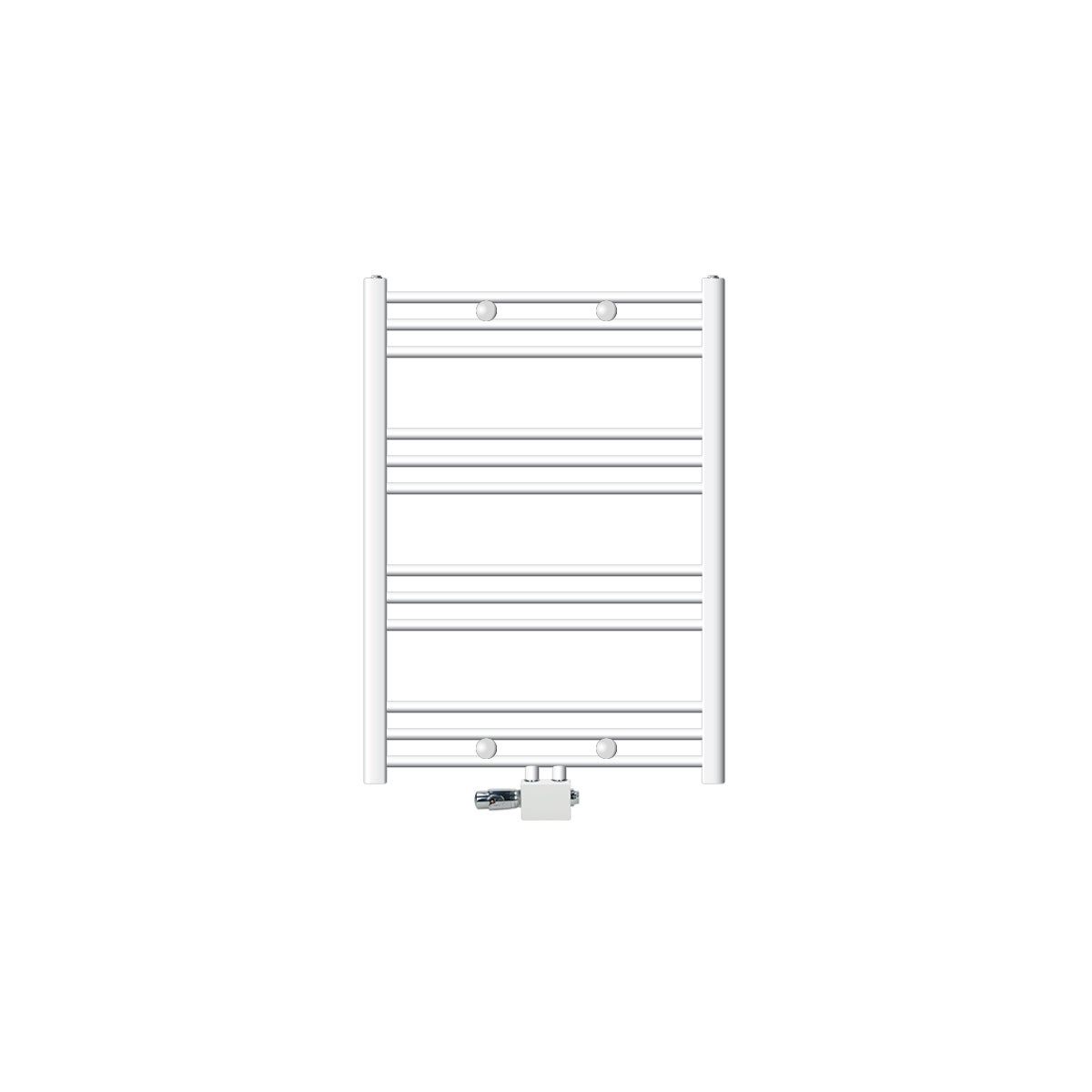 LuxeBath Sahara badkamerradiator, 750 x 800 mm, wit, recht met middenaansluiting, inclusief aansluitset met thermostaat, universele hoek- en doorloopuitvoering, badkamerradiator, handdoekwarmer, handdoekdroger