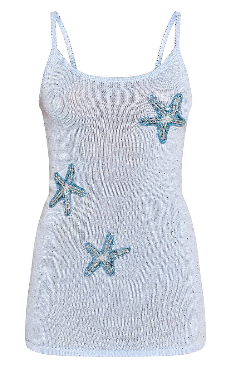 Bleu Robe Mini Moulante À Sequins Avec Broderie