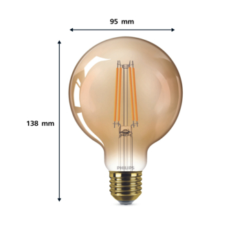 Philips LED globe 12,5cm E27 40W filament goud spiraal dimbaar