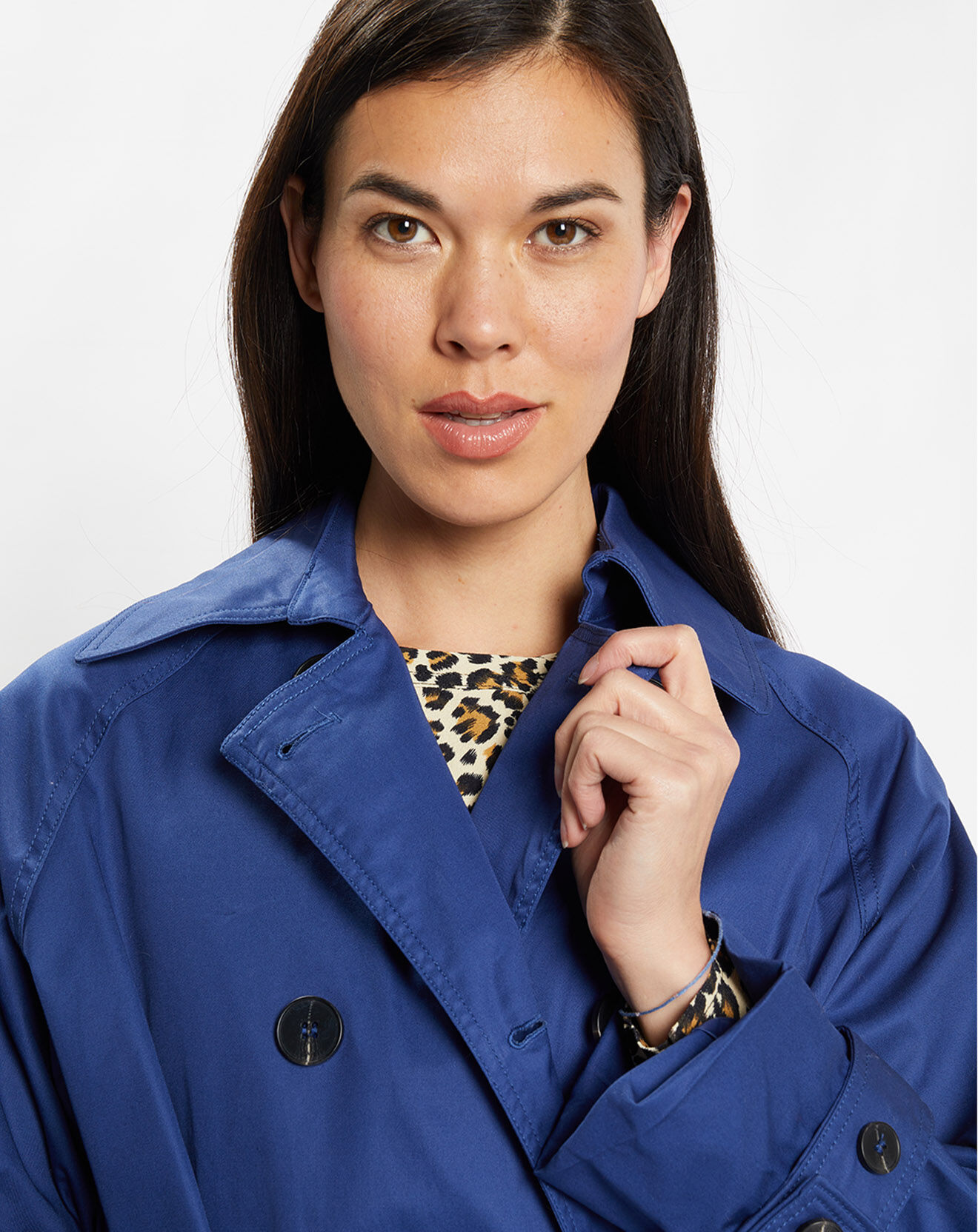 Galeries Lafayette Imperméable en Coton Bio Marius Oversize bleu