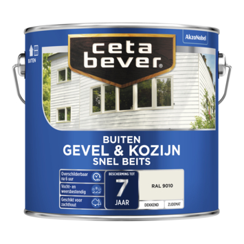 CetaBever Snelbeits Gevel & Kozijn zijdemat dekkend RAL 9010 gebroken wit 2,5 liter
