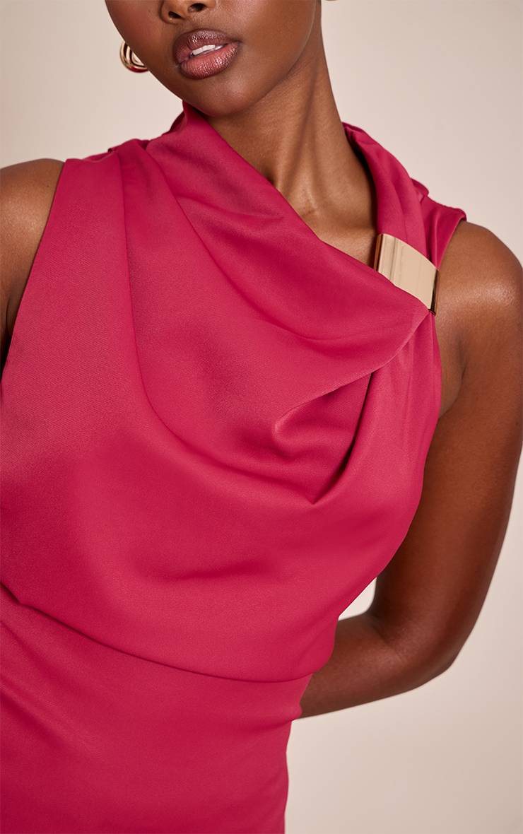 Rouge Bordeaux Robe Mini Droite À Liserés Contrastants