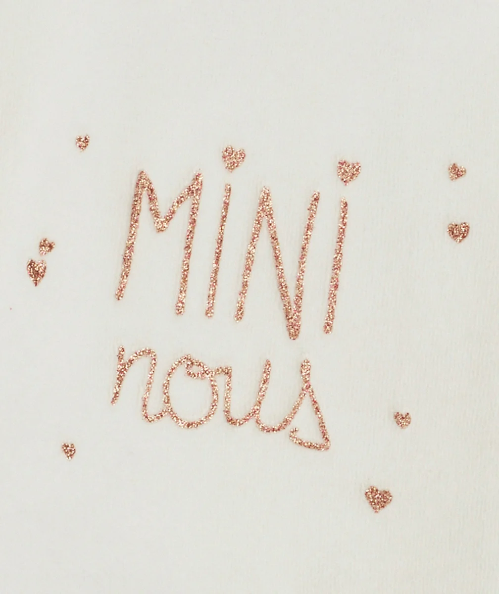 DORS BIEN BLANC EN VELOURS DE COTON BIOLOGIQUE AVEC MESSAGE BRILLANT