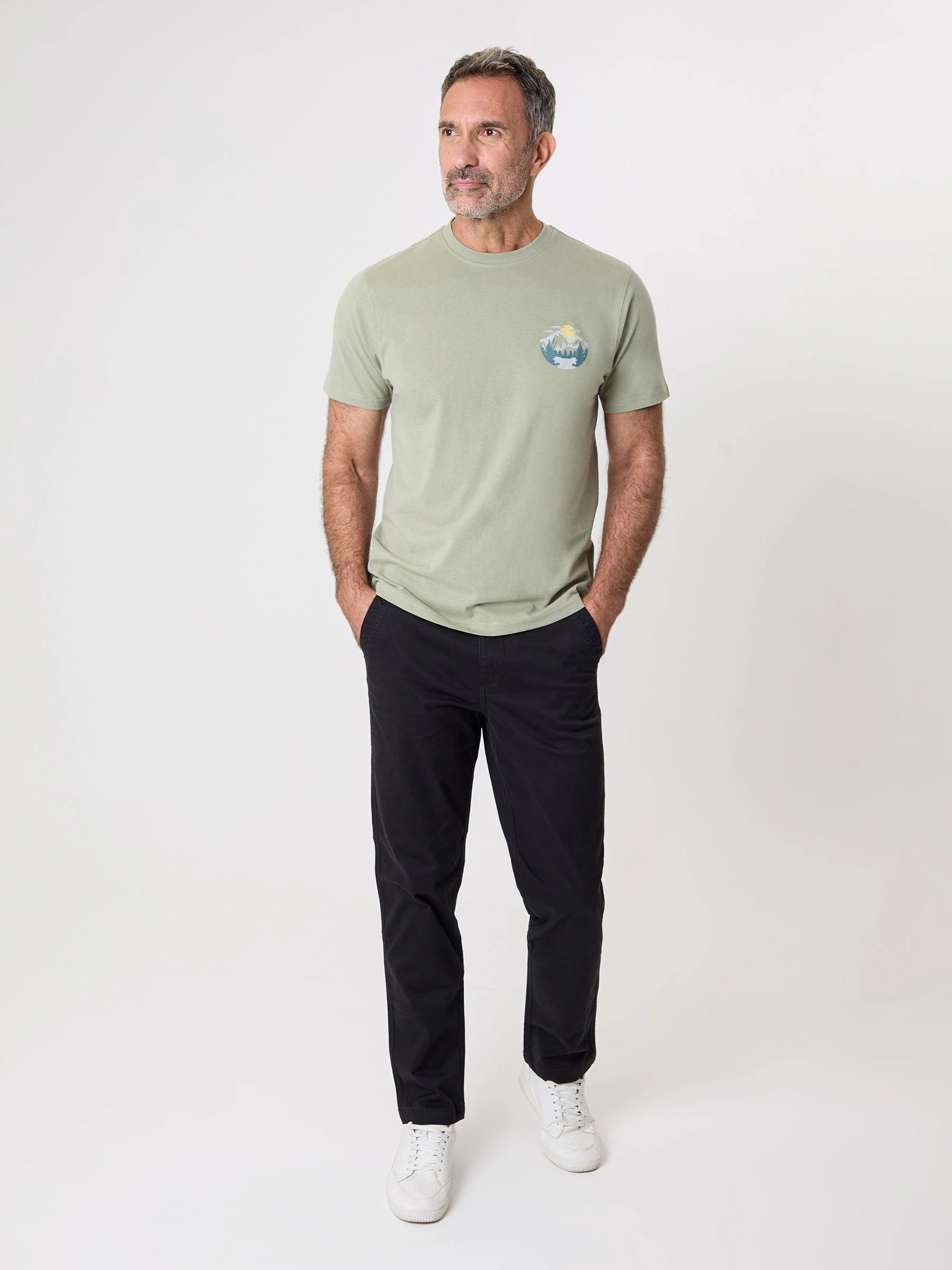 Saltwell Green Peached Cotton Graphic Print T-Shirt