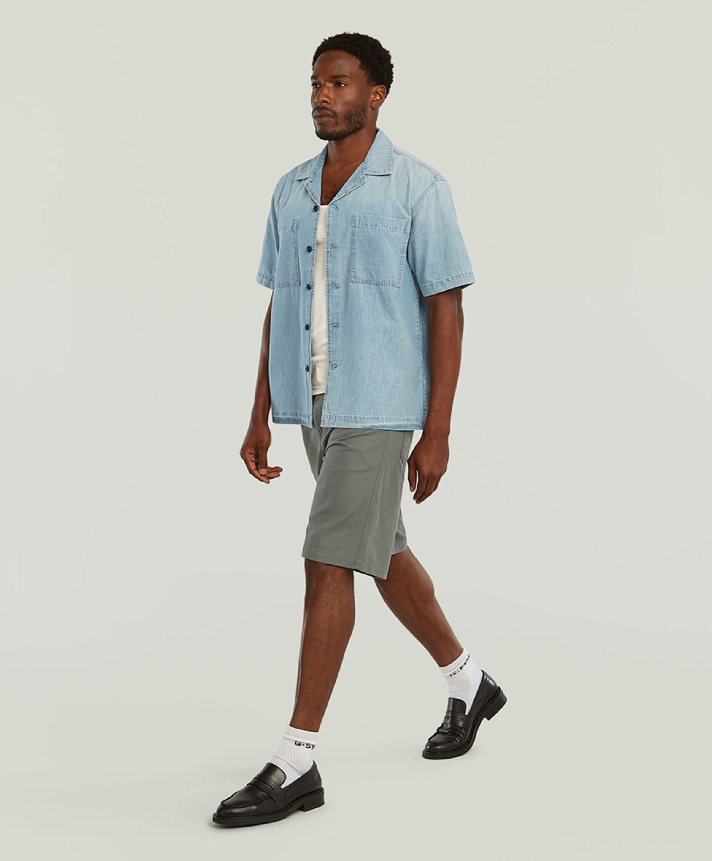 G-Star Raw Heren overhemd korte mouw blauw