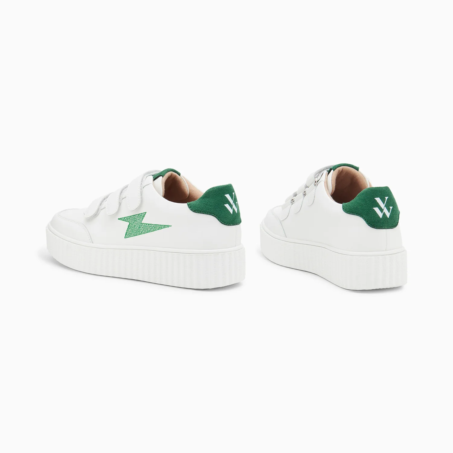 Sneakers-Baskets éclair Damia blanc et vert à scratchs
