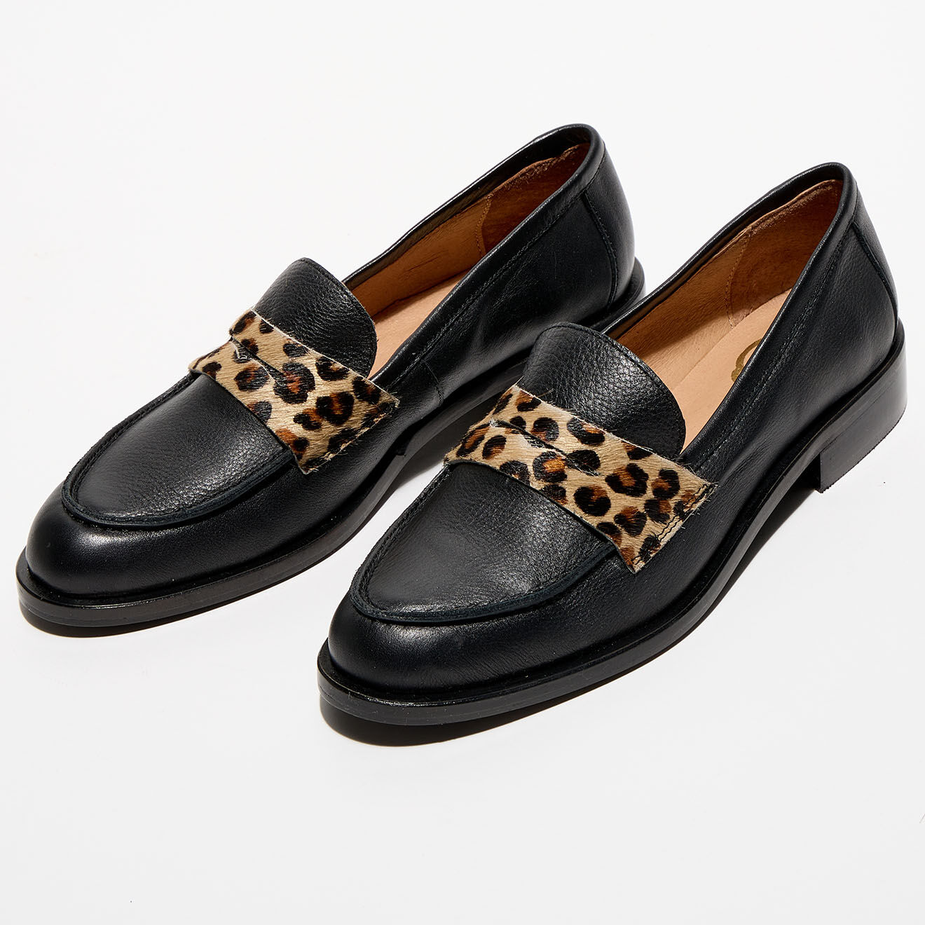 Apologie Mocassins en Cuir Juliette noir/léopard