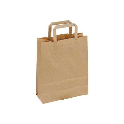 50 Sacs cadeau kraft - poignées plates - 22 cm x 10 cm x 29 cm - brun