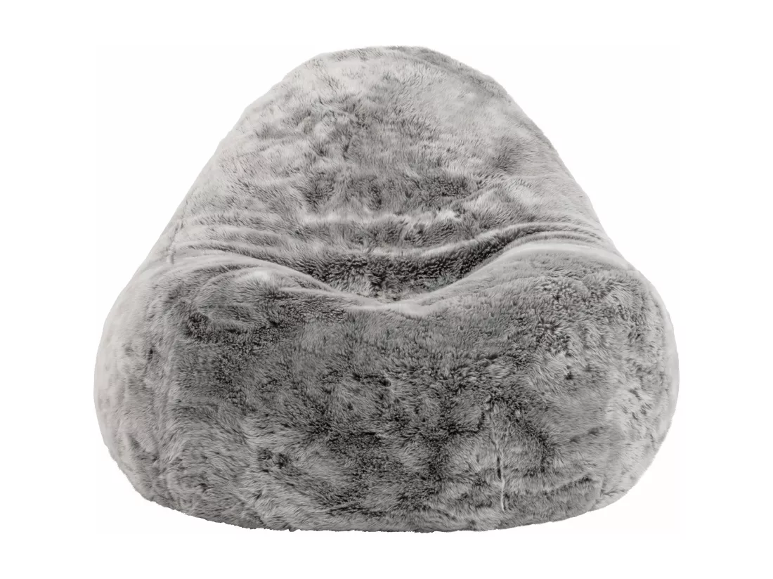 Pouf imitation fourrure gris loup - DREAM