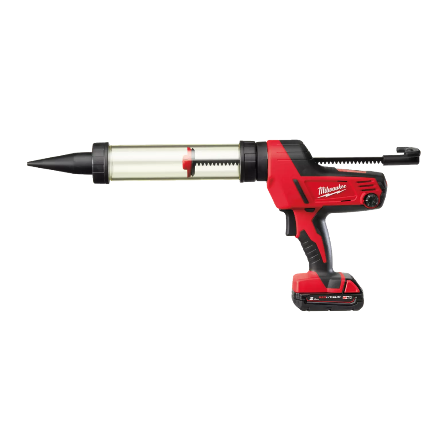 Milwaukee C18 PCG/400T-201B 18V Li-Ion Accu lijm- en kitspuit set (1x 2.0Ah accu) incl. worsthouder in tas