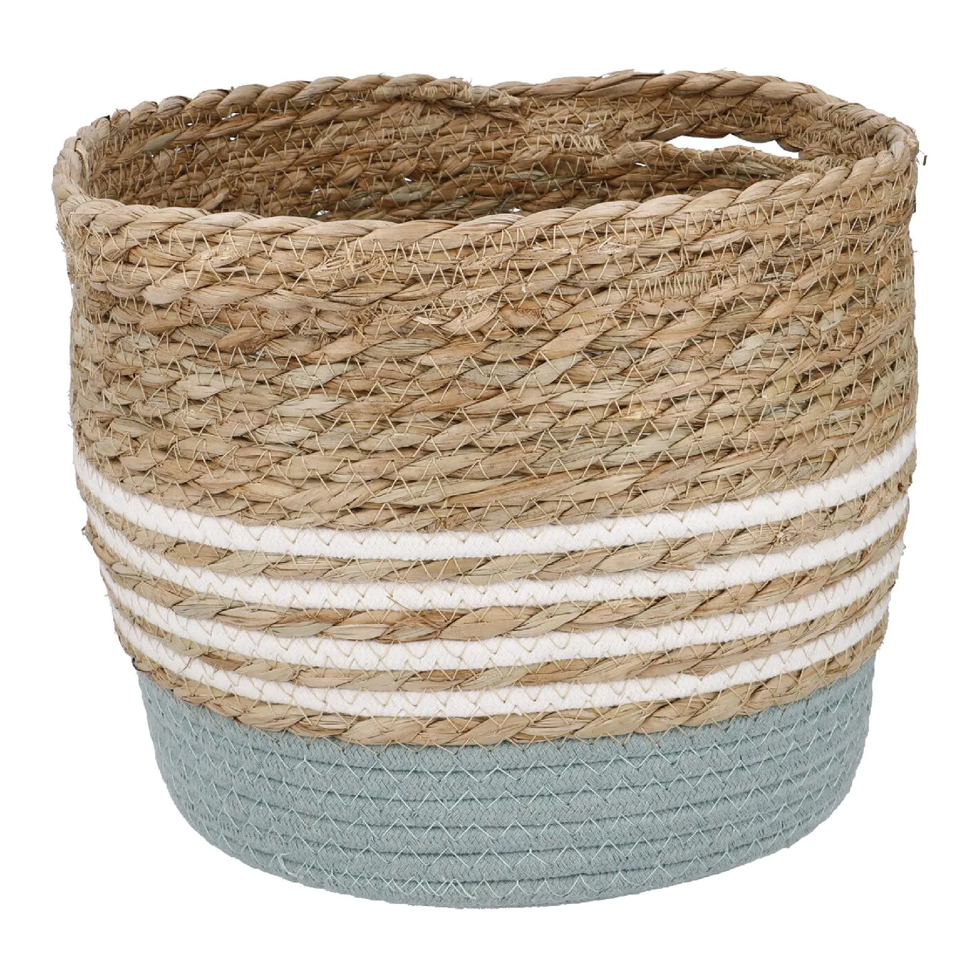 Korb Streifen mit Henkel, grün/weiß, 34 x 26 cm