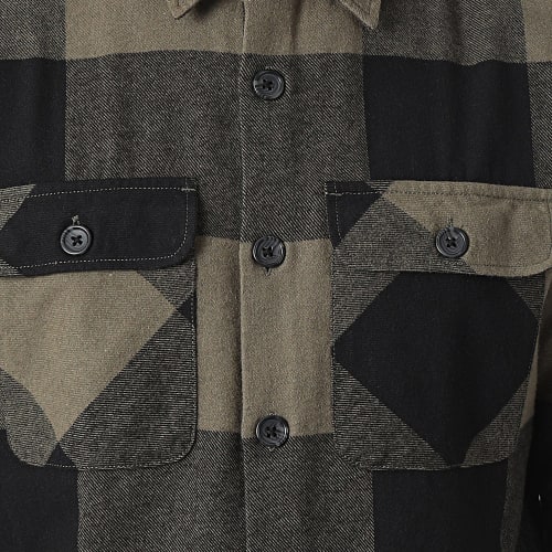 Chemise Manches Longues A Carreaux Darren Vert Kaki