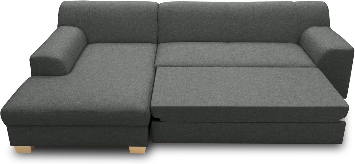 DOMO Collection Ecksofa Tinos, L-Sofa, Eckcouch mit Schlaffunktion, Schlafsofa Couch, L-form, 273 x 157 cm in dunkelgrau