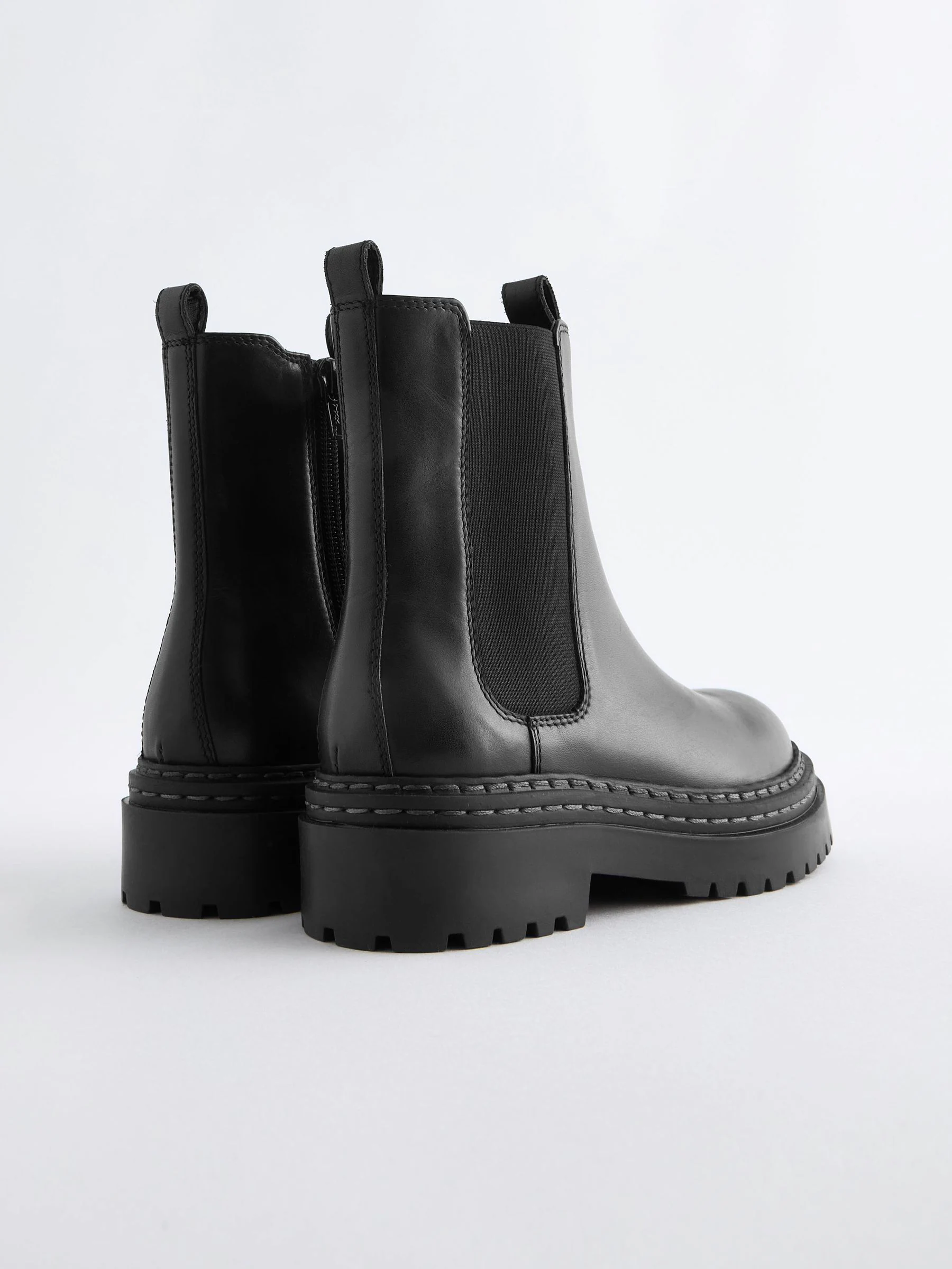 Zwart - Leren Chunky Chelsea Boots
