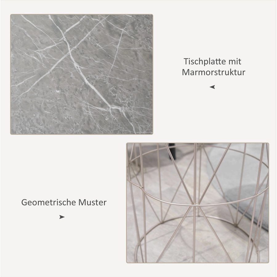 Outsunny Gartentisch mit Metallrahemen gold
