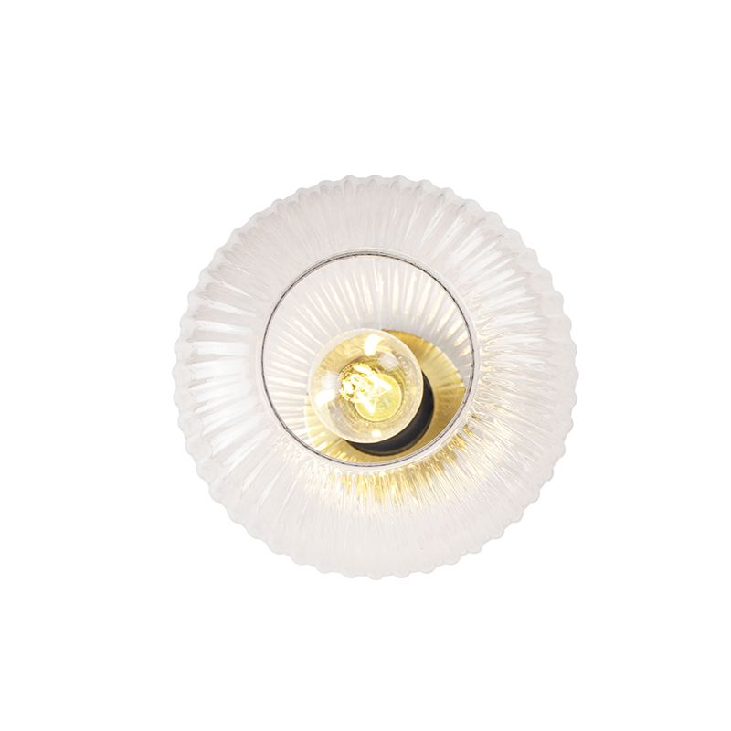 Art Deco plafondlamp messing met helder glas - Karel