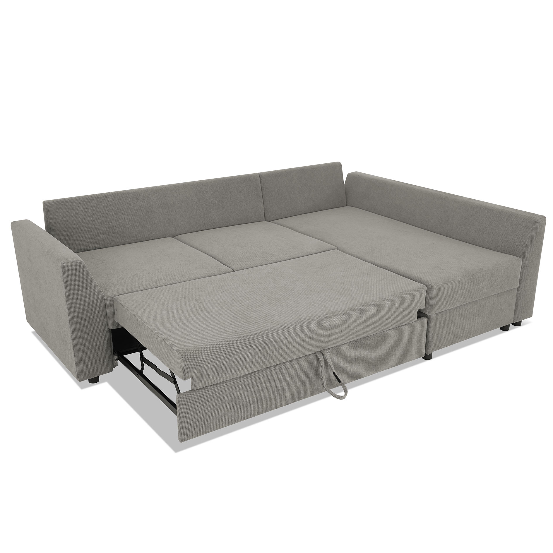Ecksofa - grau - Liegefunktion - Staukasten - Ottomane rechts