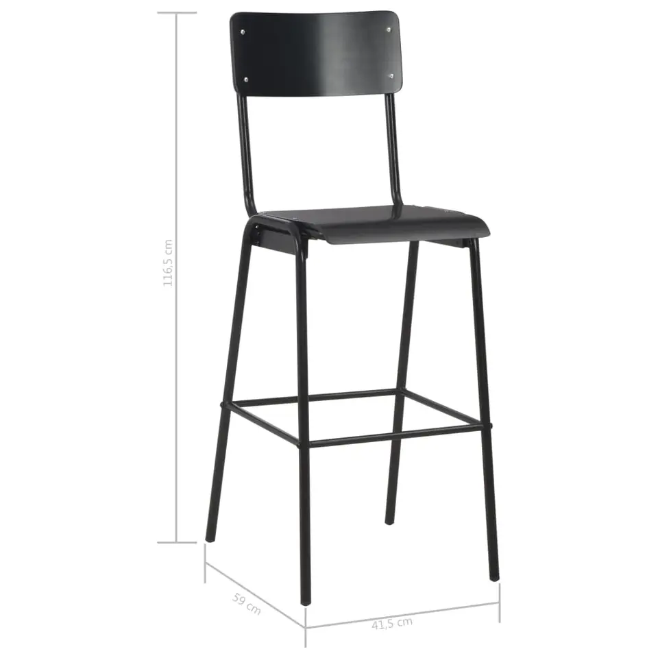 vidaXL - Barstoel - Zwart - Hout - 2 stuks
