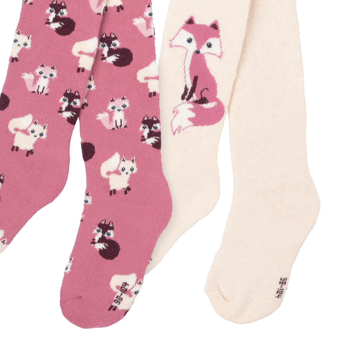 Topolino 2 Mädchen Strumpfhosen mit Fuchs-Motiven creme / dunkelpink