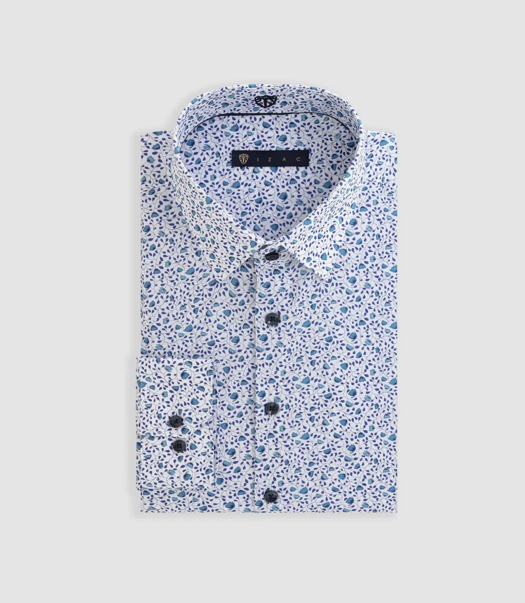 Chemise à imprimé floral bleu 