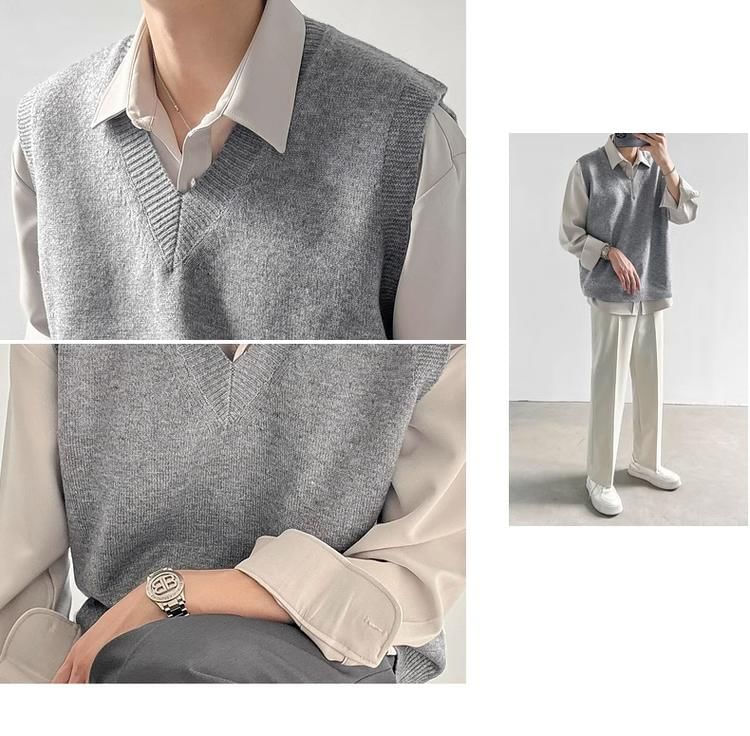 GRAYCIOUS - V-hals effen trui-vest