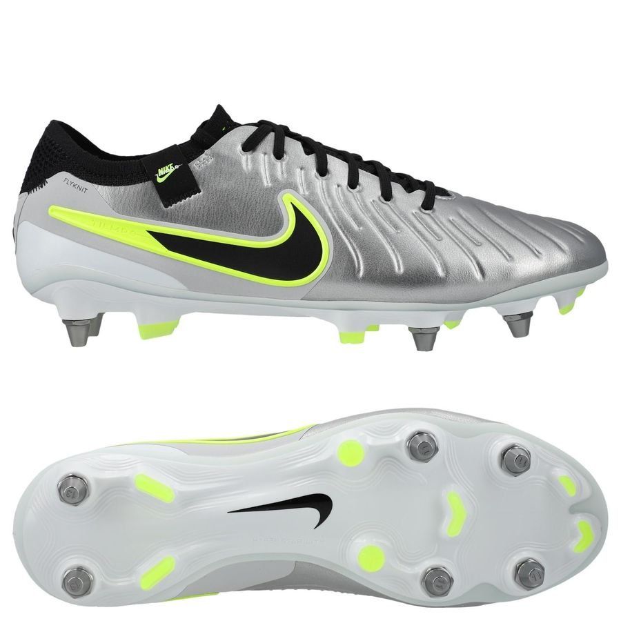 Nike Tiempo Legend 10 Elite SG-PRO ÉDITION JOUEUR Mad Voltage - Argenté/Noir/Jaune Fluo