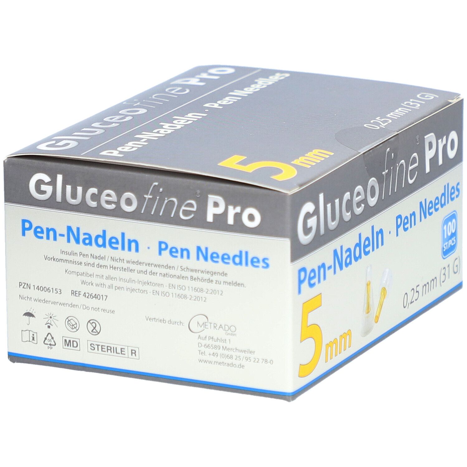 Gluceofine Pro Pen-Nadeln 31 G 0,25 x 5 mm
