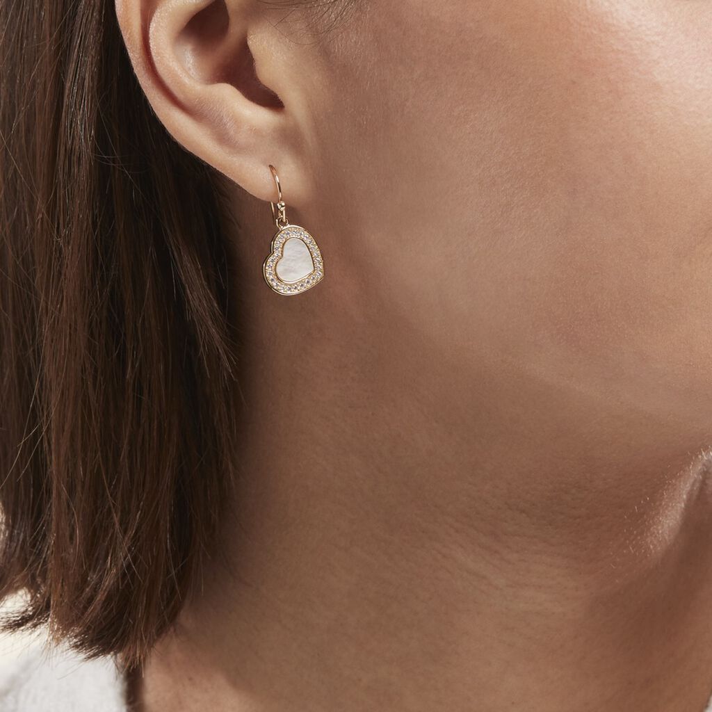 Boucles D'oreilles Pendantes Plaqué Or Jaune Aludra Nacres Oxydes