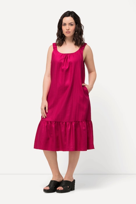Midikleid, Elastikträger, Rundhals, ärmellos, Taschen