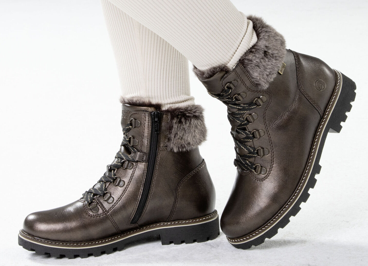 Remonte Schnür-Stiefelette mit Plüschkragen