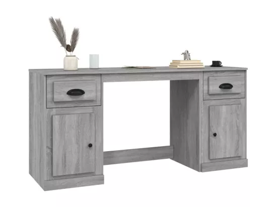 Bureau avec armoire sonoma gris bois d'ingénierie