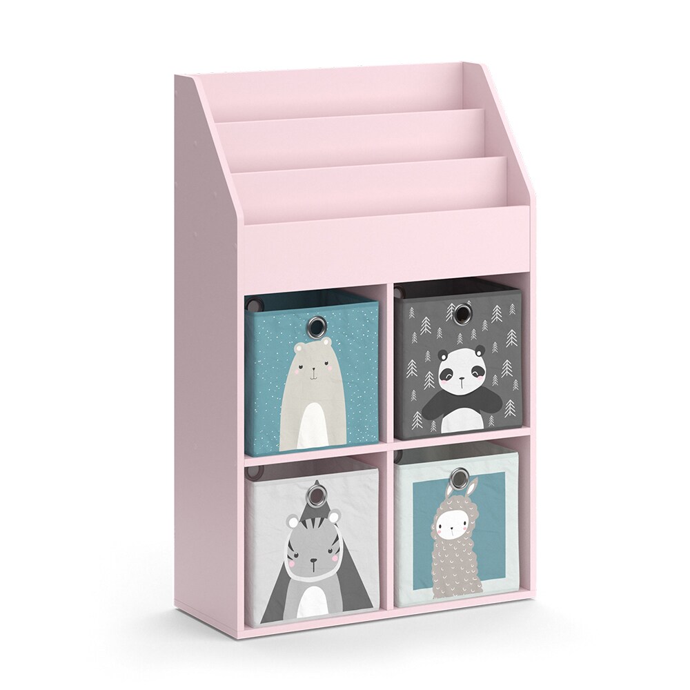 Vicco Kinderbücherregal Luigi 72 x 114 cm, Rosa, Kinderzimmerregal, offene Fächer, groß, Faltboxen