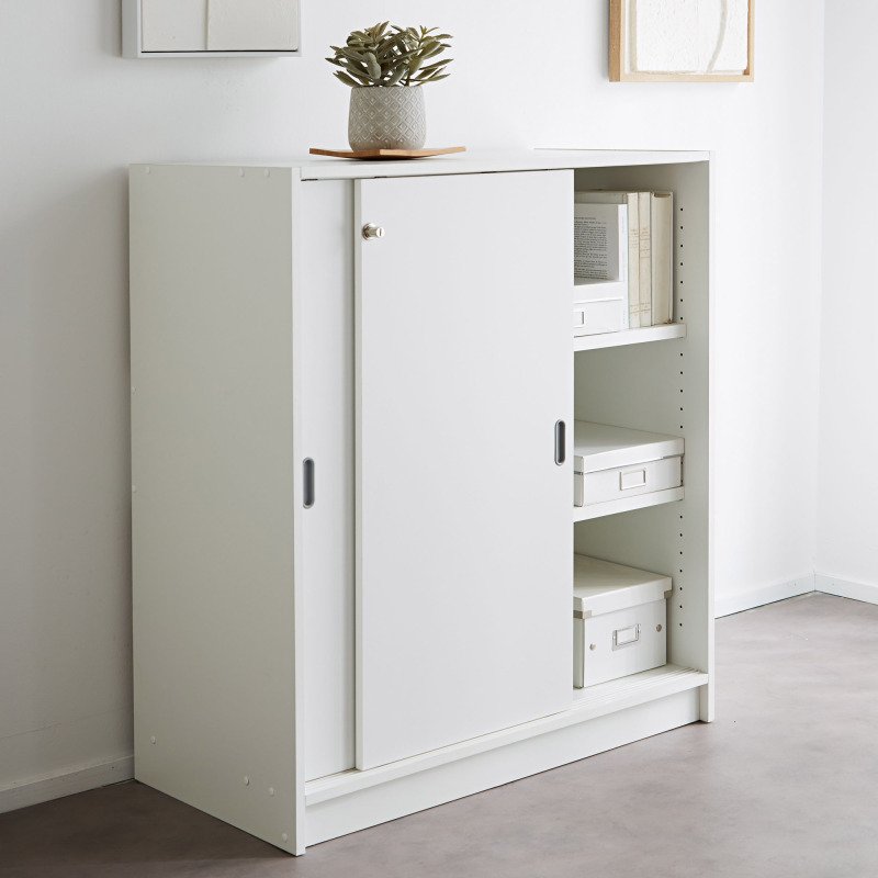 Armoire Harmonie / Excellens H 100 x L 90 x P 44 cm corps et portes coulissantes unicolore