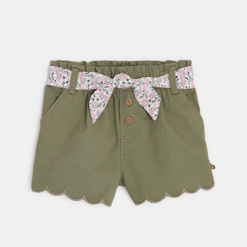 Short festonné à ceinture imprimée vert bébé fille Vert