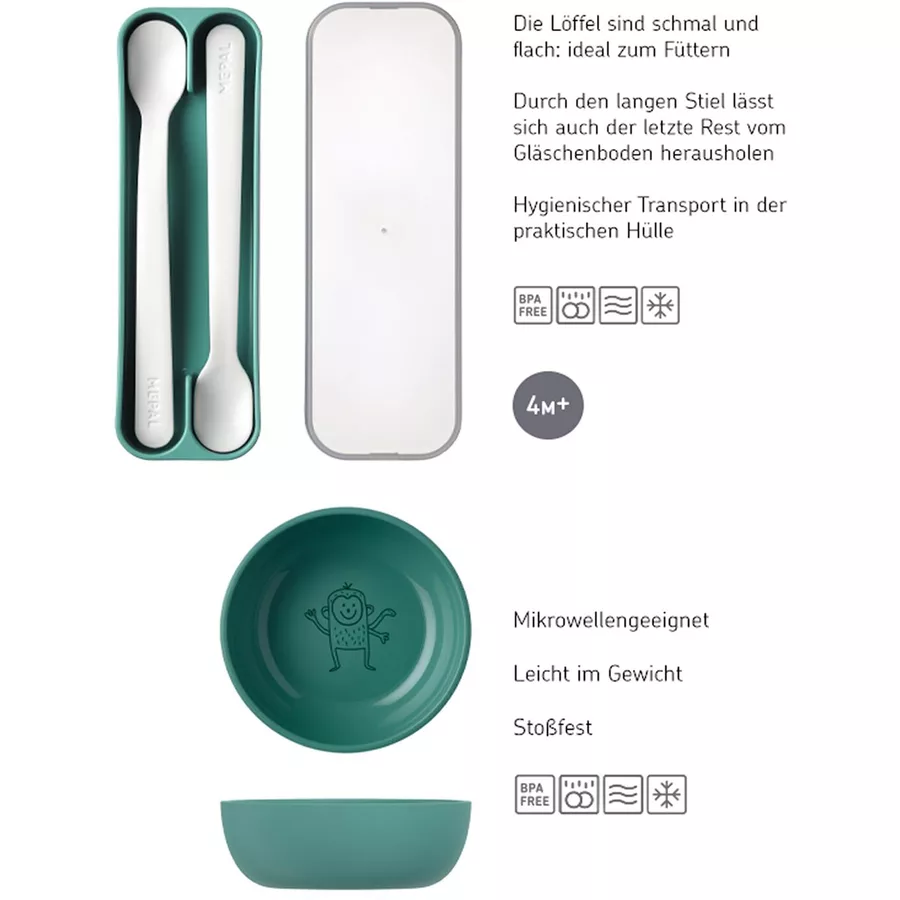 Mepal Kinderschale mit Fütterlöffel Mio 3er Set dunkelblau