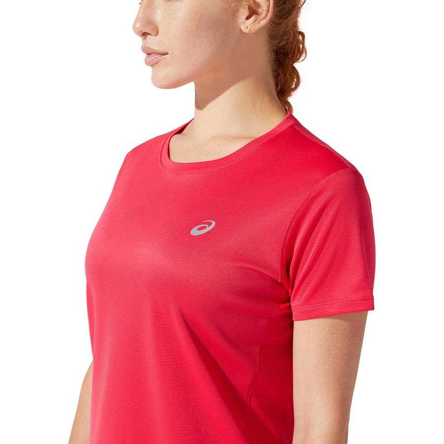 ASICS Core Hardloopshirt Korte Mouwen Roze/Zilver Dames