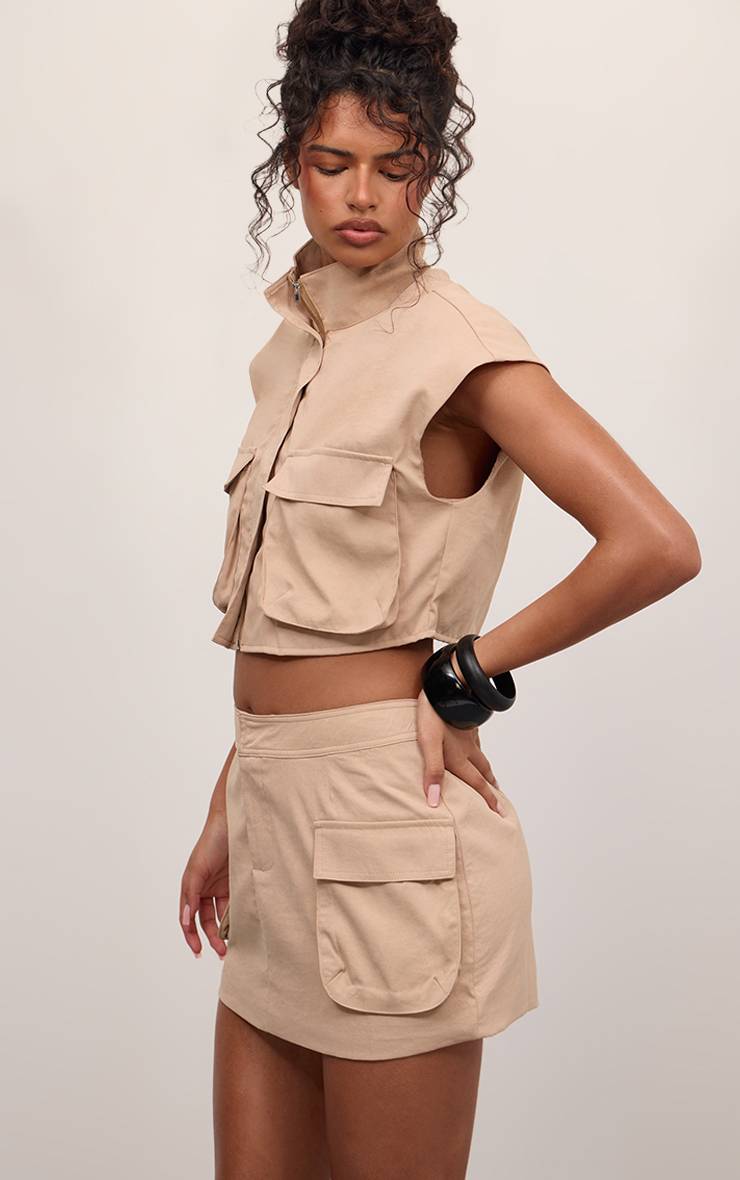 Taupe Ensemble Jupe Mini Style Utilitaire