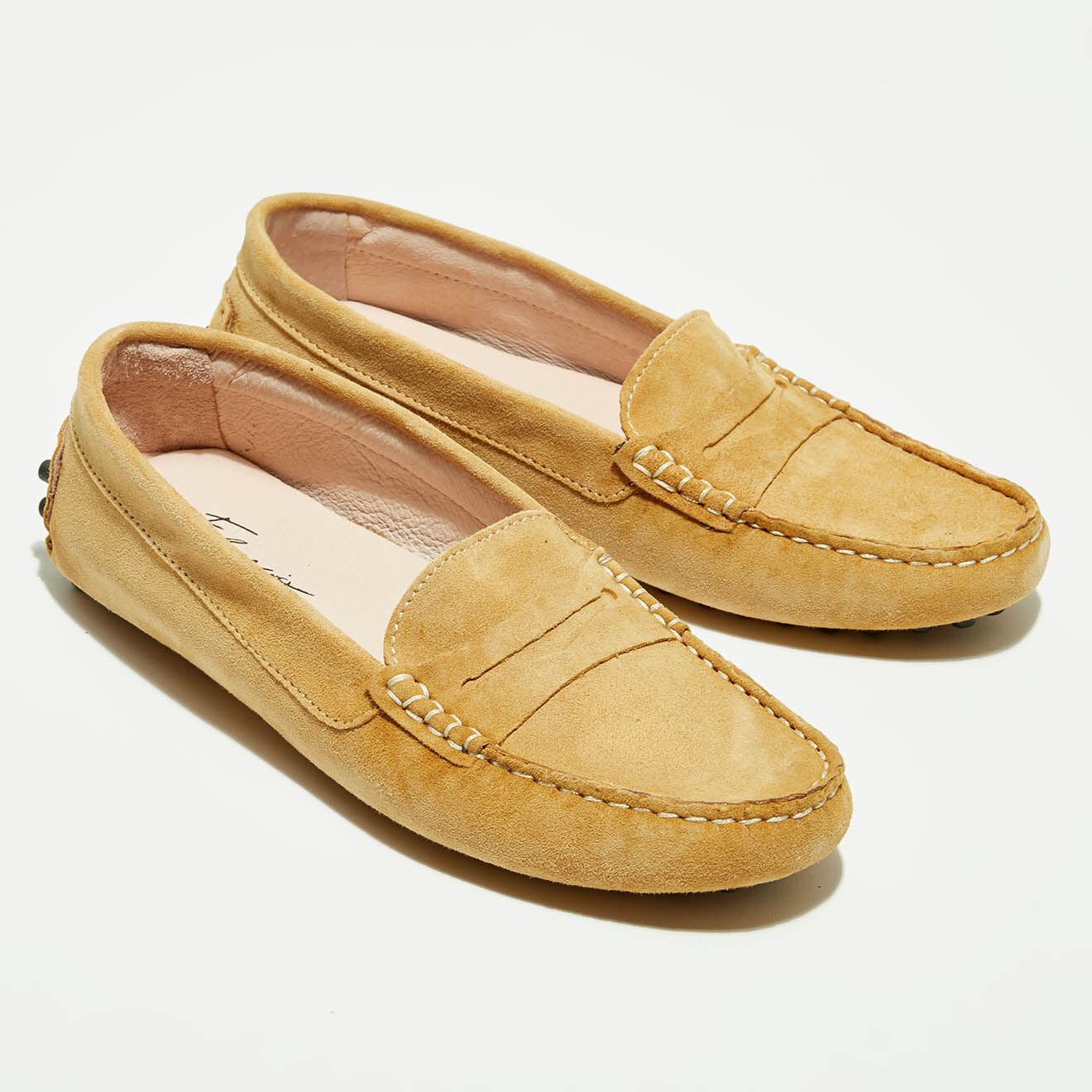 Flavio Création Mocassins en Velours de Cuir Maya beiges