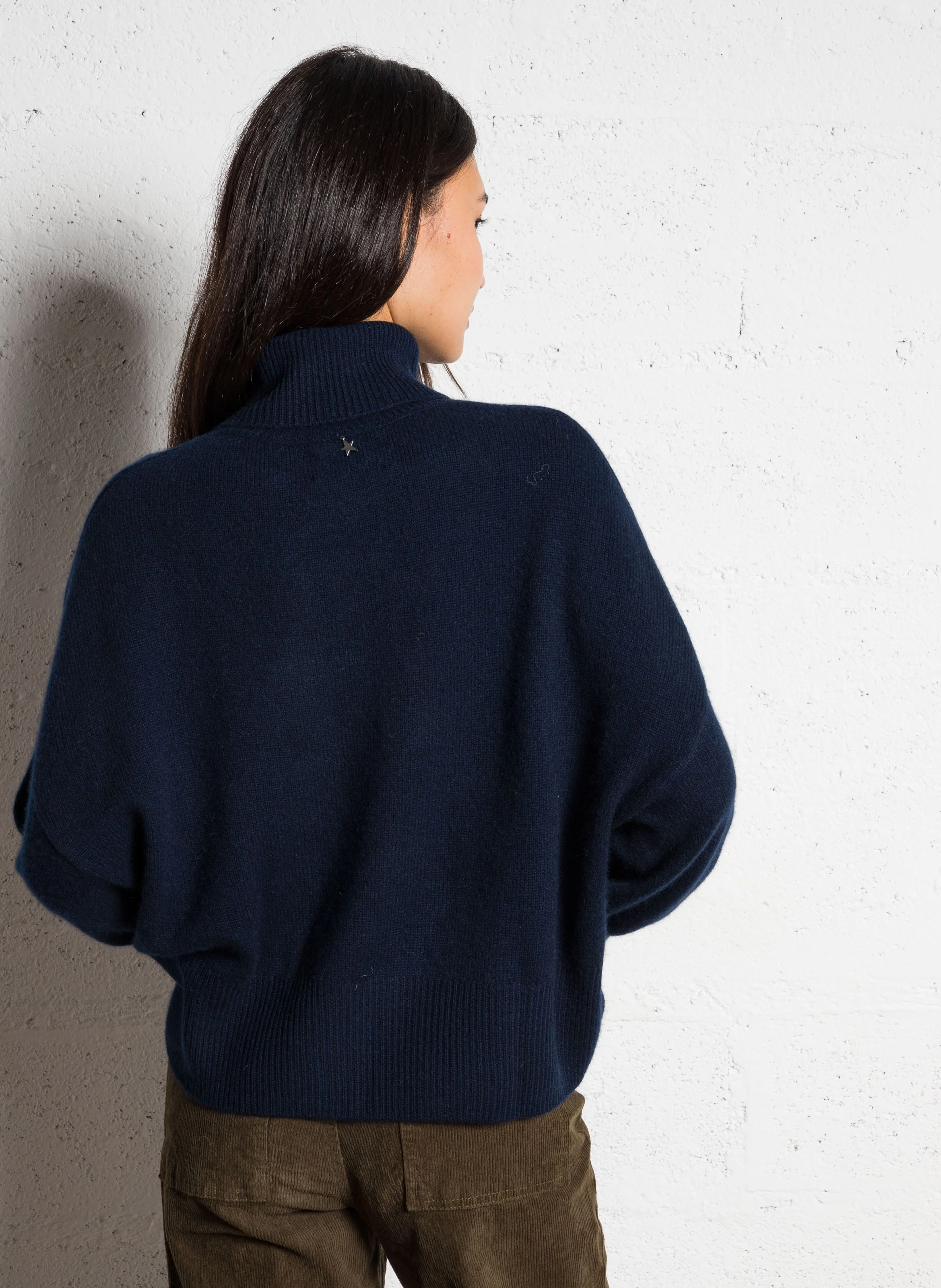 MONPRANO - Pull col roulé en cachemire | Bleu